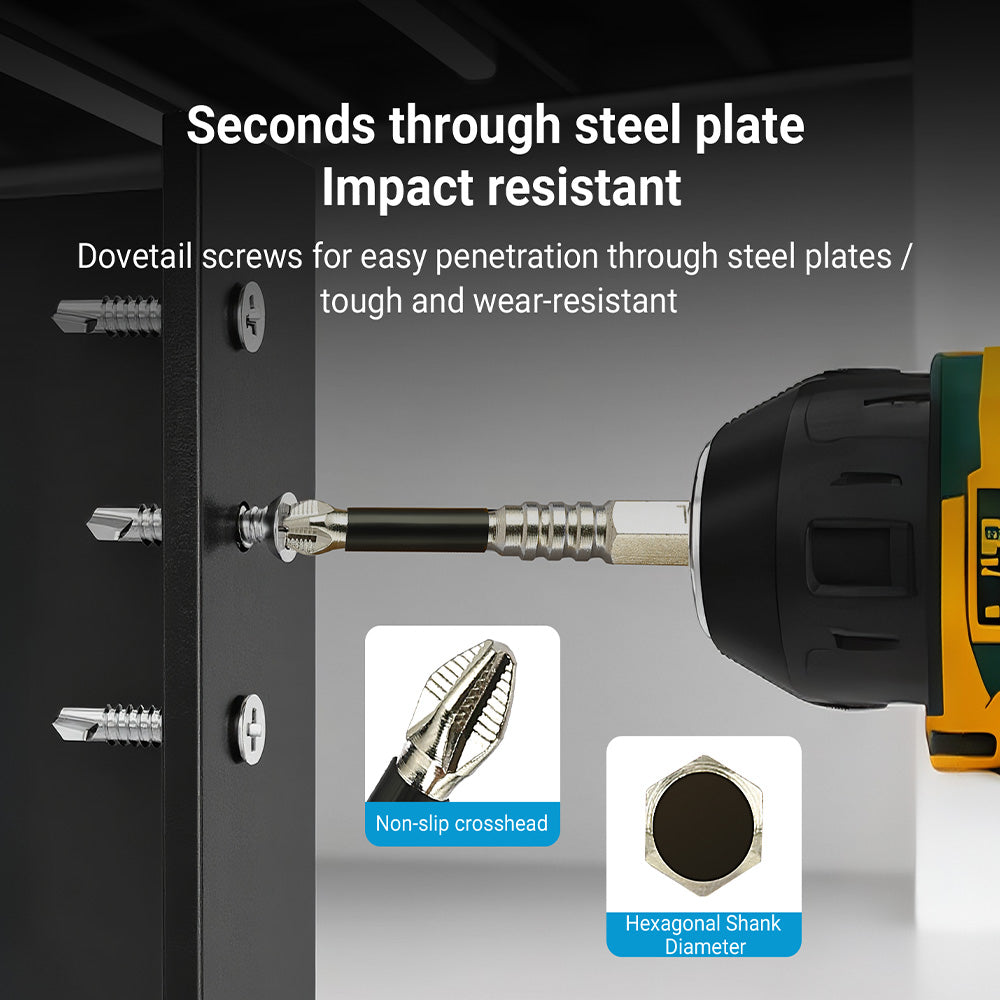 K5 Impact-Resistant and Non-Slip Bit,Impact Driver Bit Set,Titanium Alloy Impact Non-Slip Cross Head,High Magnetic Screwdriver Drill Bit