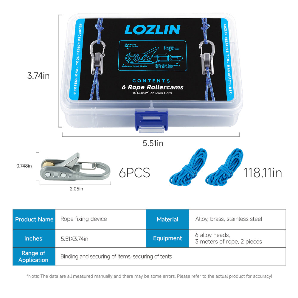 LOZLIN 8-teiliges Outdoor-Ausrüstungs-Lanyard-Set mit Etui, einziehbare Sicherheitsleinen für Camping, Wandern, Rucksäcke und Zelte, Anti-Verlust Spiral-Kabel-Kit, Reise-Zubehör
