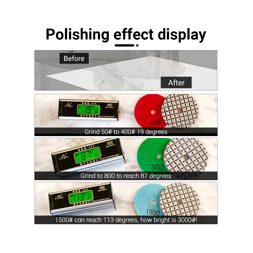 8PCS/set 4" Dry Diamond Polishing Pads Kit - 50#-3000# Grit for Granite/Marble Stone, Grinder Polishi Discs
