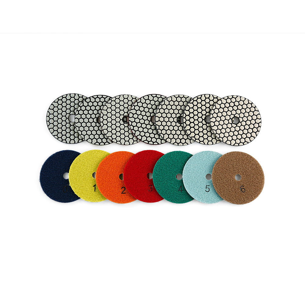 8PCS 4" Dry Diamond Polishing Pads Kit - 50#-3000# Grit for Granite/Marble Stone, Angle Grinder Polishing Discs