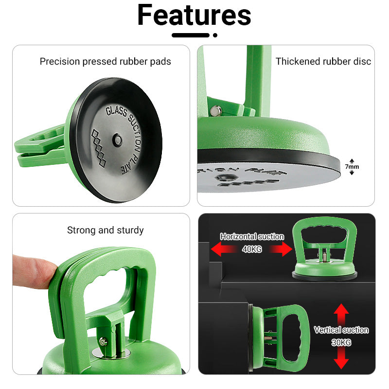 4.6Inch Heavy Duty Vacuum Suction Cup Lifter for Glass, Tiles, Mirror, Granite - Double Handle Locking Gripper with Power Grip Technology, for Heavy Lifting and Dent Repair
