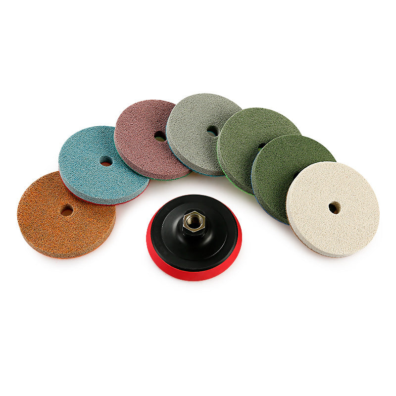 8PCS/Set Diamond Sponge Polishing Pads Set - Wet Buffing Discs for Granite, Marble & Artificial Stone - Complete 8-Step Surface Restoration & Cleaning Kit