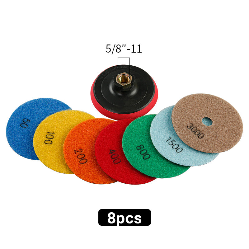 8PCS 4Inch Dry Diamond Polishing Pads - for Marble, Granite & Stone - Angle Grinder Buffing Discs Set, No Water Needed