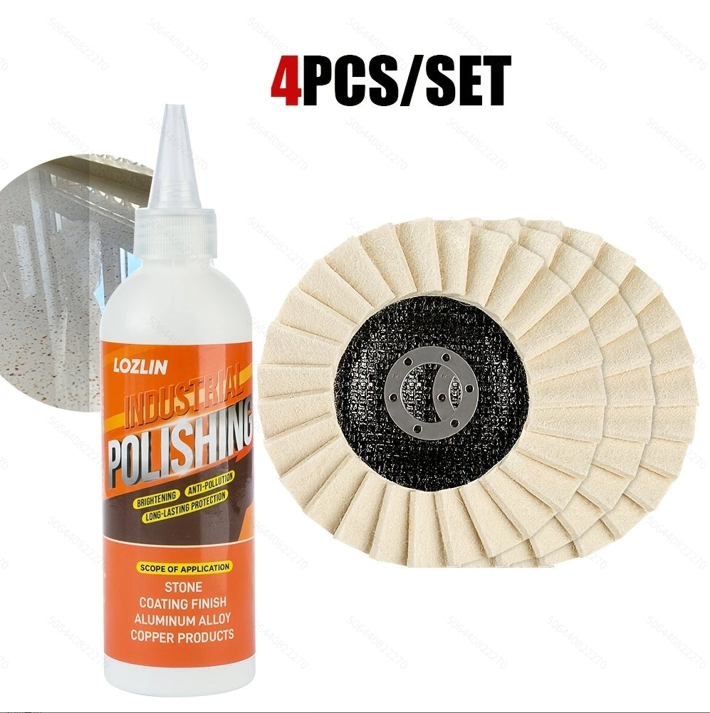 LOZLIN 3-in-1 Industrial Polishing Compound - Professional Metal & Stone Polisher, Cleaner, and Conditioner - Multi-Surface Scratch Remover & Shine Restorer for Aluminum, Copper, Car Paint, and Furniture