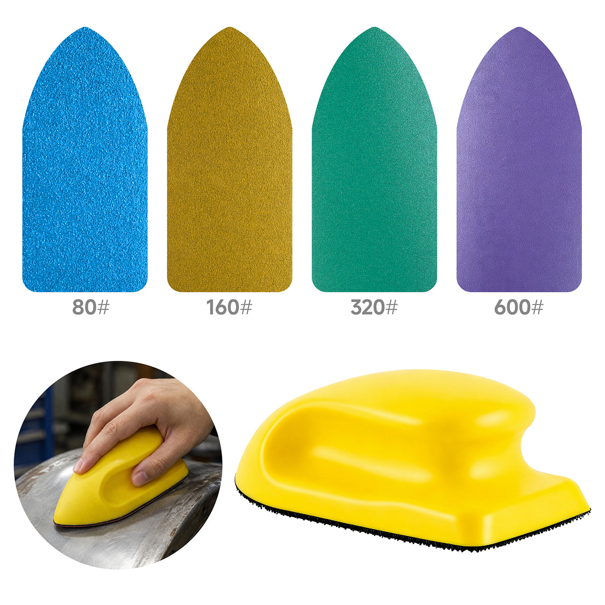 LOZLIN Mini Detail Hand Sander Kit, 5/21Pcs Hook & Loop Sanding Blocks, 80-600 Grit Abrasive Pads for Wood, Metal, Furniture, Crafts & Tight Spaces