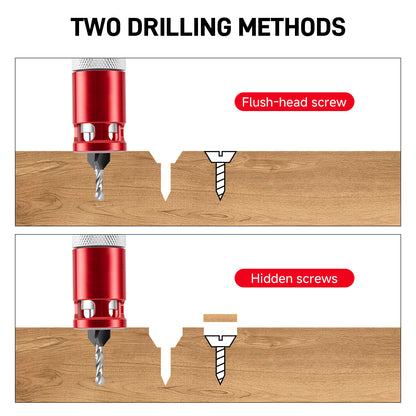 Hex-Shaft Woodworking Countersink Drill Bit with Scale, Adjustable, for Self-Tapping Screws—Multifunctional, High-Hardness Tungsten Carbide Drill Bit