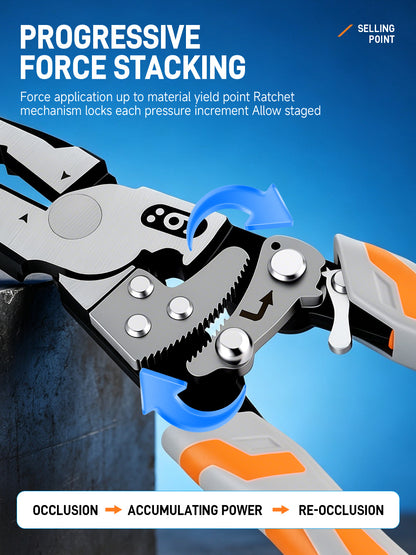 Heavy-Duty Ratchet Pliers, Adjustable Locking Pliers—Multipurpose Hand Tools for Clamping, Gripping, Fastening, and Maintenance