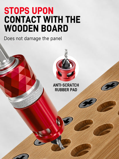 Hex-Shaft Woodworking Countersink Drill Bit with Scale, Adjustable, for Self-Tapping Screws—Multifunctional, High-Hardness Tungsten Carbide Drill Bit