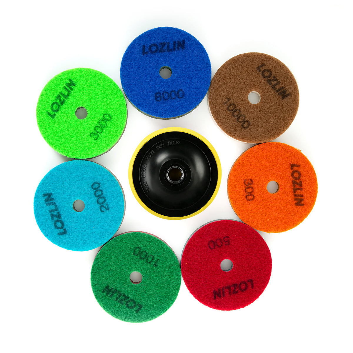 8PCS/Set Diamond Sponge Polishing Pads Set - Wet Buffing Discs for Granite, Marble & Artificial Stone - Complete 8-Step Surface Restoration & Cleaning Kit