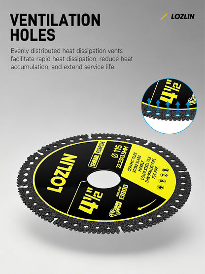 LOZLIN 4.5-inch (115 mm) Industrial Grade Diamond Cutting Blade, suitable for cutting color coated steel roofing sheets, PVC pipes, and stone a multi-purpose cutting blade