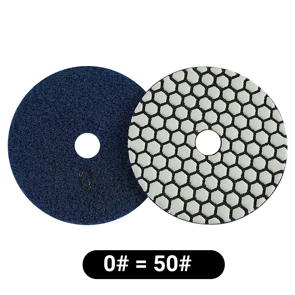 8 Stk. 4" Trockene Diamantpolierpads-Kit – Körnung 50#-3000# für Granit/Marmorstein, Winkelschleifer-Polierscheiben