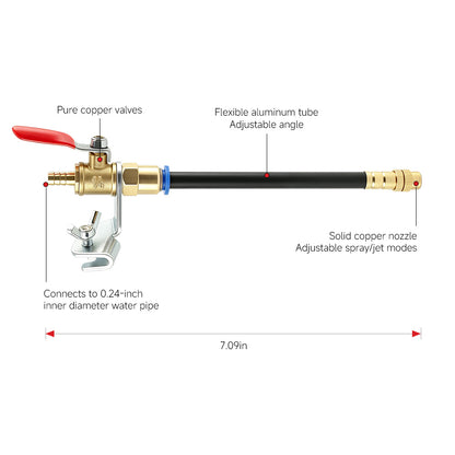 Water Inlet Nozzle for Angle Grinders; Water-Cooled Cutting Accessory; Dust Control and Cooling Spray Fitting for Stone Cutting