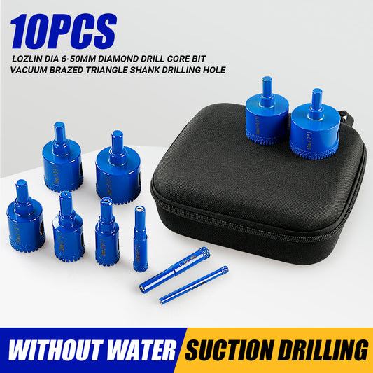 10PCS Diamond Drill Bit Set - for Marble Tile & Stone Drilling - Hole Opener Kit withFit Electric Drills - Wet/Dry Masonry Drilling Tools