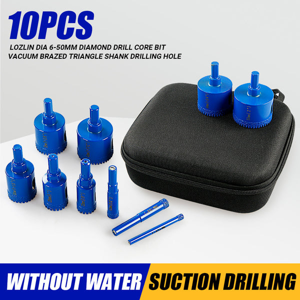 10PCS Diamond Drill Bit Set - for Marble Tile & Stone Drilling - Hole Opener Kit withFit Electric Drills - Wet/Dry Masonry Drilling Tools