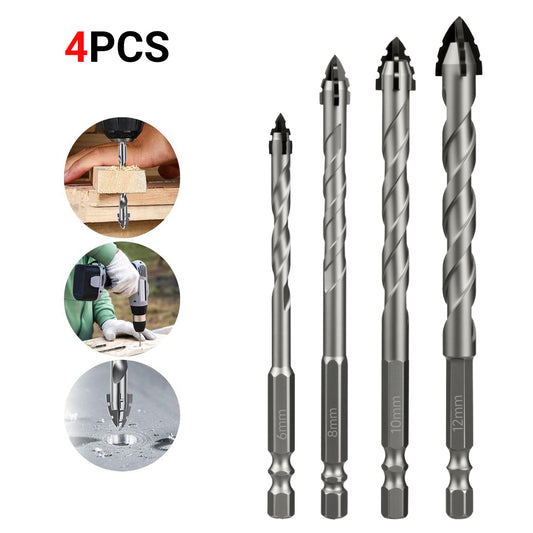 Masonry Drill Bit Set,4 Count SawtoothEccentric Drill Bit Set,Industrial Strength Carbide DrillBit Tip,Suitable for allTiles,Ceramics,Glass,Marble,Concrete,Stainless Steel.