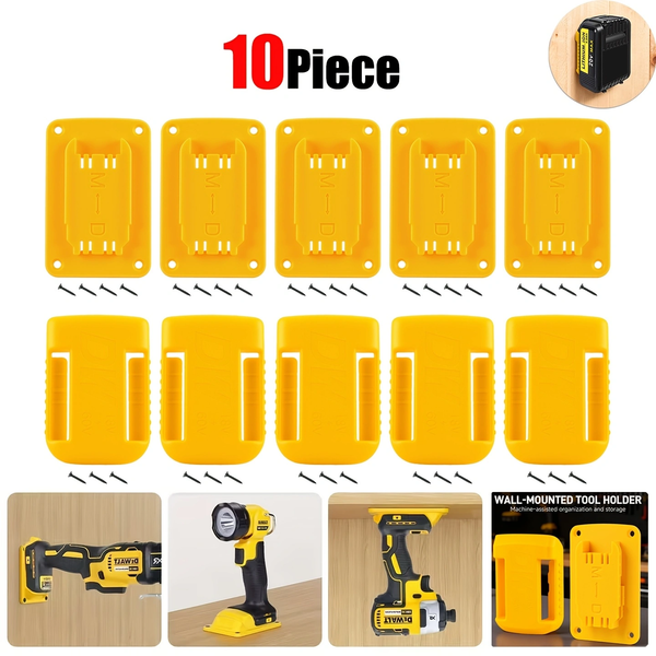 10Pcs Wall Mount Tool Holder Bracket, Red for Milwaukee M18, Yellow for Dewalt 20V Max, Heavy Duty ABS Drill Hanger with Mounting Screws, Easy Installation