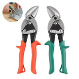 1/2PCS 10 Inch Offset Eccentric Tin Snips, Heavy Duty CR-V Forged Steel Compound Action Hand Shears, Dual Direction Left & Right Cuts, Drywall & HVAC Construction Cutting Tool