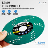 LOZLIN 3Pcs 115mm Ultra-Thin Mesh Turbine Diamond Saw Blade, Debris-Free Cuts for Tile, Ceramic and Marble