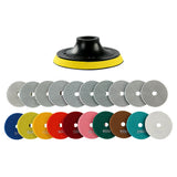 11PCS/set 4" Wet Diamond Polishing Pads Set - #50-#3000 Grit for Granite, Concrete, Marble & Stone, Grinder Backing Pad Kit for Pilish Wet Grinding