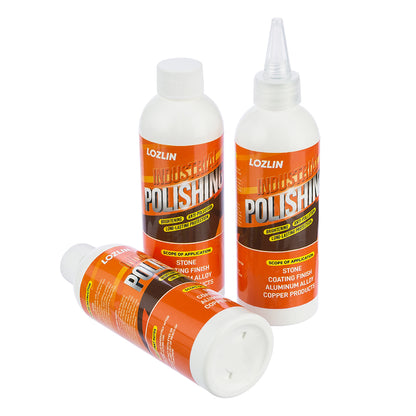 LOZLIN 3-in-1 Industrial Polishing Compound - Professional Metal & Stone Polisher, Cleaner, and Conditioner - Multi-Surface Scratch Remover & Shine Restorer for Aluminum, Copper, Car Paint, and Furniture