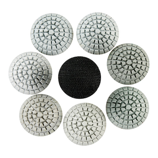 8PCS/Set 2Inch Curved Buffing Pads for Shaped Stone - Concave Surface Diamond Polishing Discs Kit with 6 Grits, Angle Grinder Mounted Accessories for Granite/Marble/Ceramic Curved Edges