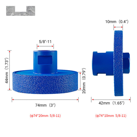 Diamond Flat Grinding Wheel - Stone Grooving Tool for Marble, Quartz & Countertops - 5/8-11 Angle Grinder Mounted Vanity & Basin Fabrication Kit