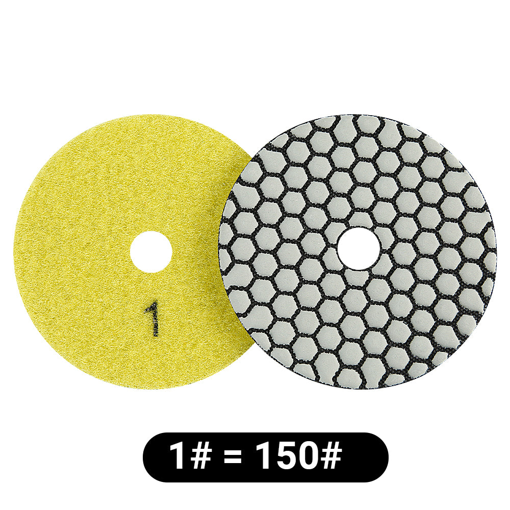 8 Stk. 4" Trockene Diamantpolierpads-Kit – Körnung 50#-3000# für Granit/Marmorstein, Winkelschleifer-Polierscheiben