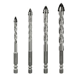 Mauerbohrer-Set, 4-teiliges Sägezahn-Exzenterbohrer-Set, industrielle Hartmetallbohrerspitze, geeignet für alle Fliesen, Keramik, Glas, Marmor, Beton, Edelstahl.