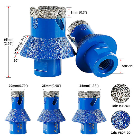Diamond Beveled Drill Bit - Countertop Sink Hole Reamer for Tile & Marble - Angle Grinder Installation Tool with Beveled Edge