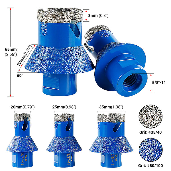 Diamond Beveled Drill Bit - Countertop Sink Hole Reamer for Tile & Marble - Angle Grinder Installation Tool with Beveled Edge