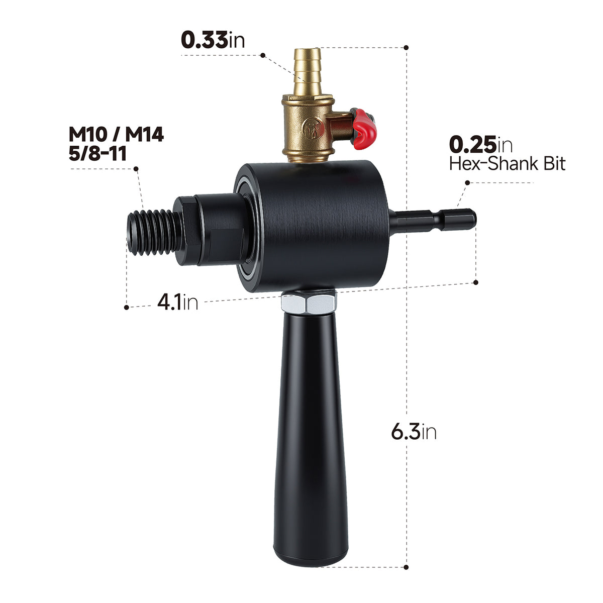 LOZLIN Hand Drill Water Injection Device with Adjustable Valve, M10 M14 5/8-11 Adapter for Tile & Stone Drilling