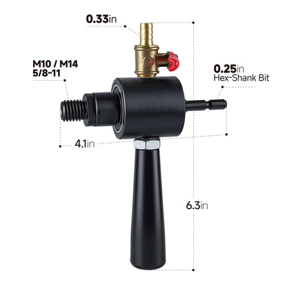 Hand Drill Water Injection Device M10, M14, 5/8-11 Adapter; Water Injection System for Drilling Holes in Tiles and Stone Slabs; Adjustable Valve