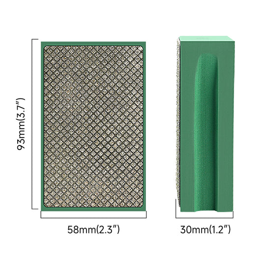 Diamond Hand Polishing Pads 60 Grit with Foam Backing - Wet/Dry Sanding Blocks for Tile, Stone, Marble, Concrete, Ceramics, Granite & Glass
