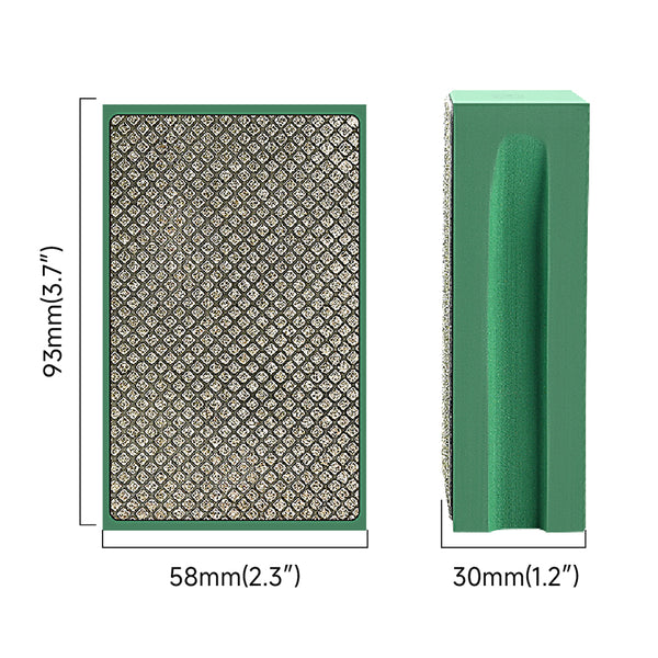 Diamond Hand Polishing Pads 60 Grit with Foam Backing - Wet/Dry Sanding Blocks for Tile, Stone, Marble, Concrete, Ceramics, Granite & Glass