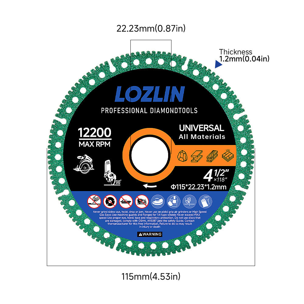 3 PCS 4-1/2lnich Diamond Cutting Discs.for Cutting Machine Blades Cut Off WheelsToolMetal Rebar Porcelain Tile GraniteESS [Marble Smooth Cutter Tool Mesh TurboDiamond