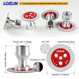 3 Stück 2 Zoll (50 mm) vakuumgelötete Diamantklingen – 5/8-11 – M14–M10 abnehmbarer Flansch für Winkelschleifer – Schneiden und Schnitzen von Stein, Fliesen, Metall, Mini-Schleifscheiben