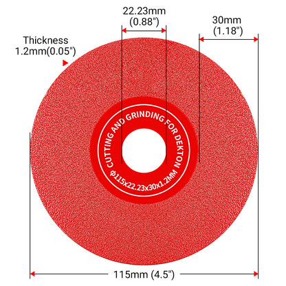 LOZLIN 4.5"/115mm Diamond Saw Blades 22.23 - for Cutting, Grinding & 45° Chamfering Tile/Marble - Extra-Wide Fine Sanding Discs for Stone Grinding
