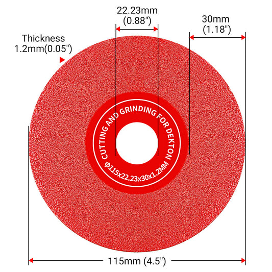 LOZLIN 4.5"/115mm Diamond Saw Blades 22.23 - for Cutting, Grinding & 45° Chamfering Tile/Marble - Extra-Wide Fine Sanding Discs for Stone Grinding