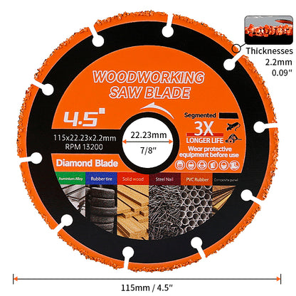 2PCS/5PCS 4.5" Carbide Saw Blades - Cut Wood w/Nails & Metal, Anti-Kickback Design - Angle Grinder Blades for Safe & Fast Cutting (115mm)