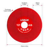 LOZLIN 4,5 Zoll/115 mm Diamant-Sägeblätter 22.23 – zum Schneiden, Schleifen und 45°-Fasen von Fliesen/Marmor – Extrabreite, feine Schleifscheiben zum Steinschleifen