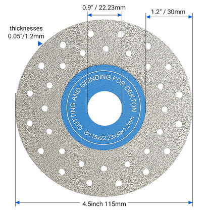3PCS 4"-4.5"/100-115mm Diamond Grinding Wheels & Chamfered Blades - 45° Beveling/Trimming for Tile, Marble, Stone & Ceramics -22.23/20MM Apertures Angle Grinder Discs