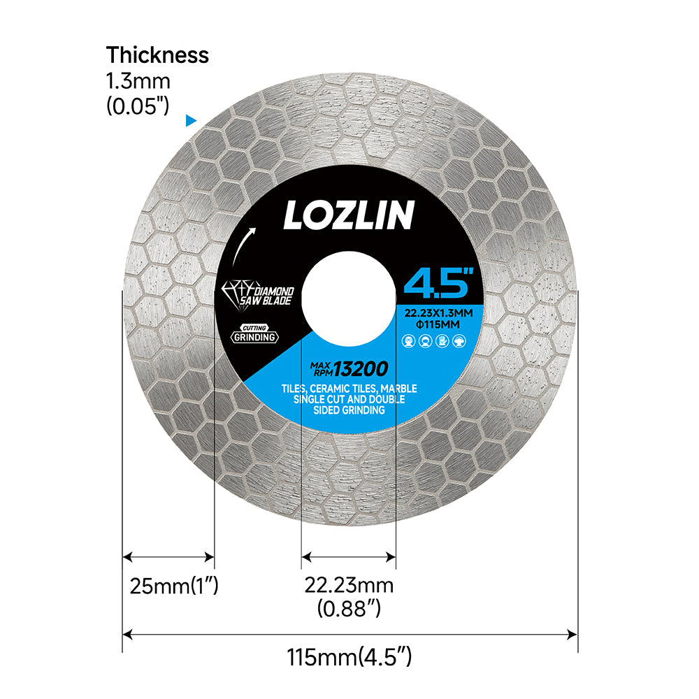 4,5-Zoll/5-Zoll-Keramikfliesen-Diamant-Sägeblätter - professionelle Keramikfliesen- und Steinschneideblätter, geeignet für Marmor, Granit und Keramikfliesen - Präzisionsschleifscheiben, geeignet für Renovierungs- und Heimwerkerprojekte