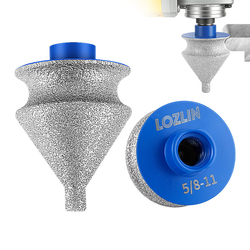 LOZLIN Diamond Beveling & Chamfer Bits for Angle Grinder – Drilling, Reaming, Arc Grinding, Trimming on Granite, Marble, Tile, Ceramic & Stone, 5/8"-11 M14 Thread for Drilling