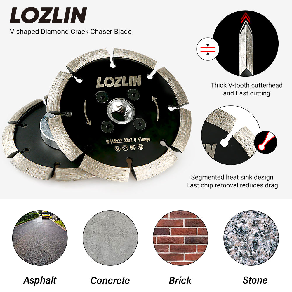 4,5 Zoll (115 mm) V-förmiges Diamantsägeblatt – Robustes Nutenfräsen in Beton und Schneiden von Steinwänden – 5/8-11 Winkelschleifblätter für Bodenreparatur und -renovierung