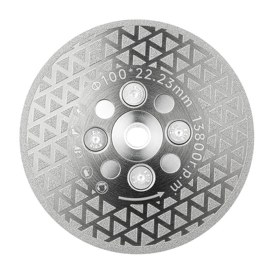 4/4.5" (100/115MM ) Double-Sided Diamond Cutting Disc - 5/8-11 M14 M10 Thread for Angle Grinder - Electroplated for Tile Marble Granite Cutting & Grinding