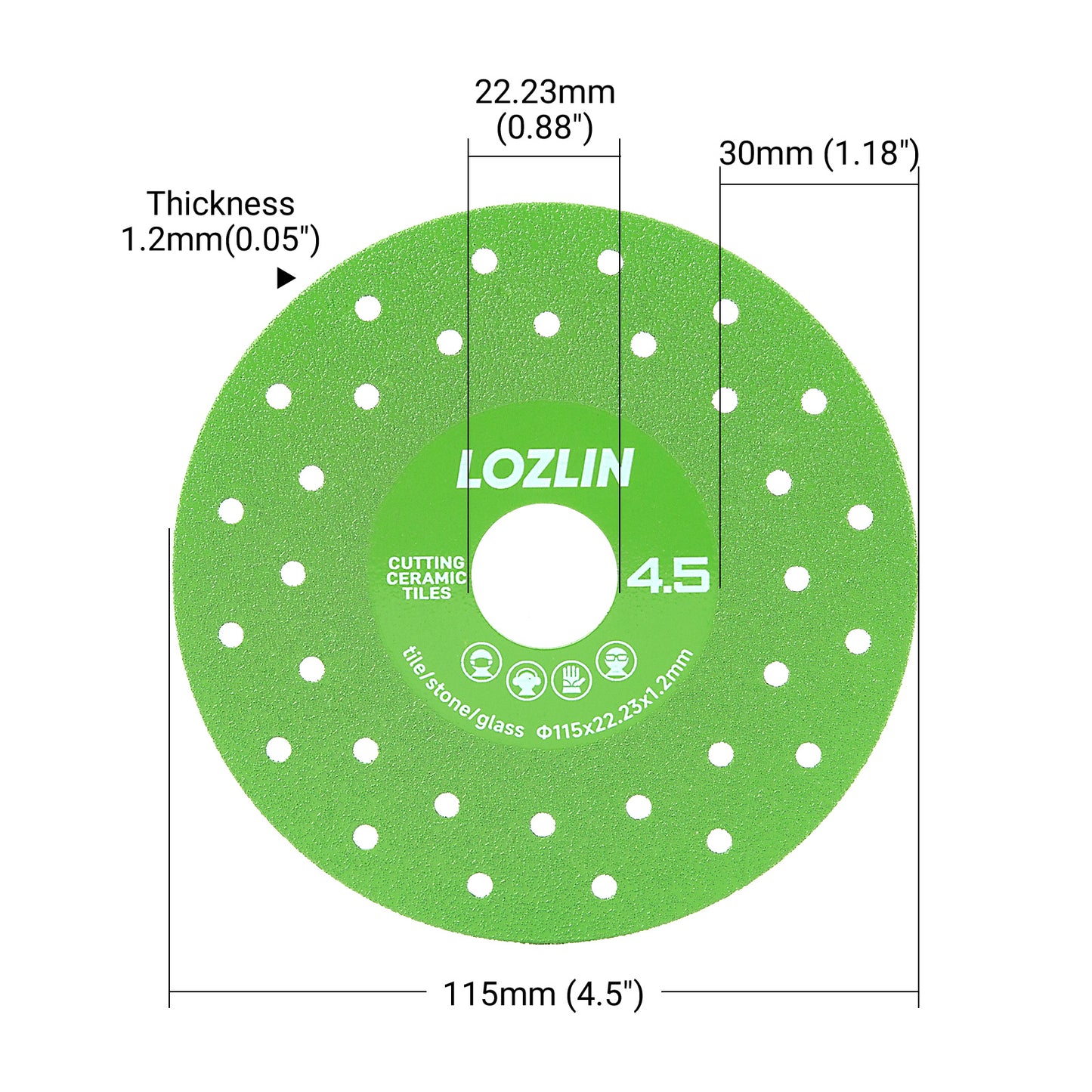 LOZLIN 115mm Diamond saw blades for cutting and grinding tile and marble, 45 degree chamfered diamond saw blades