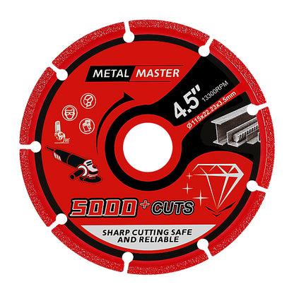 4.5" (115mm) Diamond Cutting Blades - 5000+ Cuts for Metal (Stainless Steel, Aluminum) - Angle Grinder Saw Blades, No Overheating & Long-Lasting
