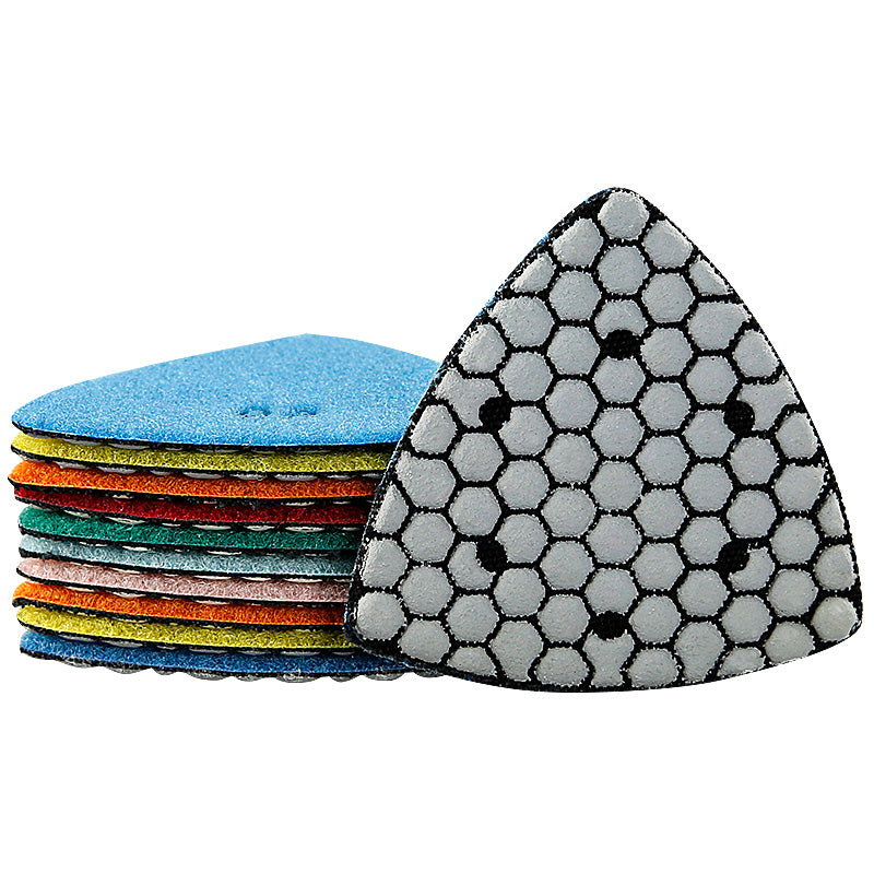 7PCS 3.5"(90MM) Triangle Diamond Dry Polishing Pads - Sanding/Polishing Discs for Granite, Marble, Stone, Concrete - Oscillator Tools for Masonry & DIY Projects