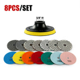 8er-Pack 4 Zoll Trocken-Diamant-Polierpads-Set - Körnung 50#-3000# für Granit/Marmor/Stein, Schleifscheiben