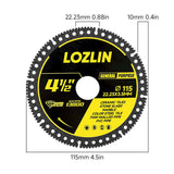 LOZLIN 3Pcs 4.5" 115mm Industrial Diamond Cutting Blade, Multi-Purpose for Steel Roof Sheets, PVC Pipes & Stone